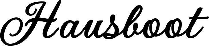 Vorschau des Bootsnamens "Hausboot" als Schriftzug für "Bootsbeschriftung Klassisch 69"