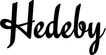 Vorschau des Bootsnamens "Hedeby" als Schriftzug für "Bootsbeschriftung Klassisch 63"