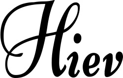 Vorschau des Bootsnamens "Hiev" als Schriftzug für "Bootsbeschriftung Klassisch 76"