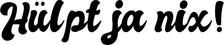 Vorschau des Bootsnamens "Hülpt ja nix!" als Schriftzug für "Bootsbeschriftung Klassisch 41"