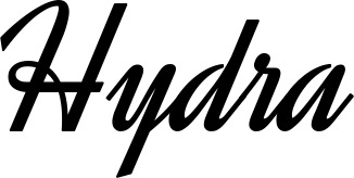 Vorschau des Bootsnamens "Hydra" als Schriftzug für "Bootsbeschriftung Klassisch 44"