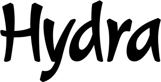 Vorschau des Bootsnamens "Hydra" als Schriftzug für "Bootsbeschriftung Klassisch 72"