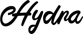 Vorschau des Bootsnamens "Hydra" als Schriftzug für "Bootsbeschriftung Klassisch 102"