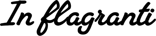 Vorschau des Bootsnamens "In flagranti" als Schriftzug für "Bootsbeschriftung Klassisch 65"