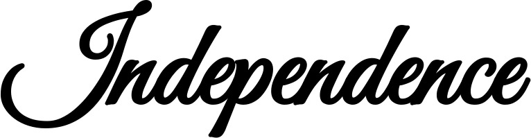 Vorschau des Bootsnamens "Independence" als Schriftzug für "Bootsbeschriftung Klassisch 68"
