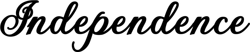 Vorschau des Bootsnamens "Independence" als Schriftzug für "Bootsbeschriftung Klassisch 69"