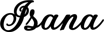 Vorschau des Bootsnamens "Isana" als Schriftzug für "Bootsbeschriftung Klassisch 69"