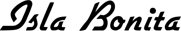 Vorschau des Bootsnamens "Isla Bonita" als Schriftzug für "Bootsbeschriftung Klassisch 66"