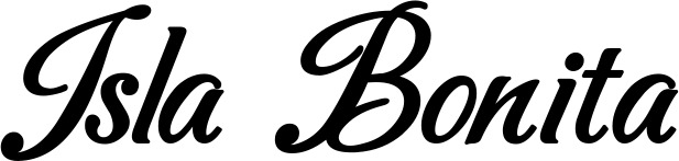 Vorschau des Bootsnamens "Isla Bonita" als Schriftzug für "Bootsbeschriftung Klassisch 50"