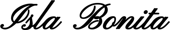 Vorschau des Bootsnamens "Isla Bonita" als Schriftzug für "Bootsbeschriftung Klassisch 107"