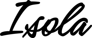 Vorschau des Bootsnamens "Isola" als Schriftzug für "Bootsbeschriftung Klassisch 71"