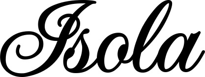Vorschau des Bootsnamens "Isola" als Schriftzug für "Bootsbeschriftung Klassisch 70"
