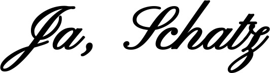Vorschau des Bootsnamens "Ja, Schatz" als Schriftzug für "Bootsbeschriftung Klassisch 107"