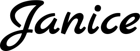 Vorschau des Bootsnamens "Janice" als Schriftzug für "Bootsbeschriftung Klassisch 77"