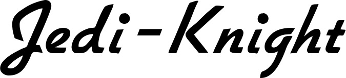 Vorschau des Bootsnamens "Jedi-Knight" als Schriftzug für "Bootsbeschriftung Klassisch 66"