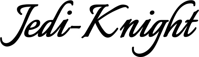 Vorschau des Bootsnamens "Jedi-Knight" als Schriftzug für "Bootsbeschriftung Klassisch 58"