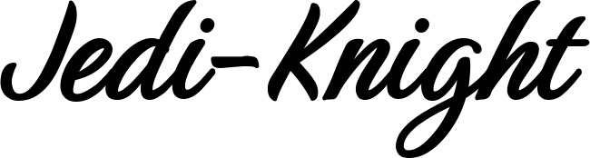 Vorschau des Bootsnamens "Jedi-Knight" als Schriftzug für "Bootsbeschriftung Klassisch 48"