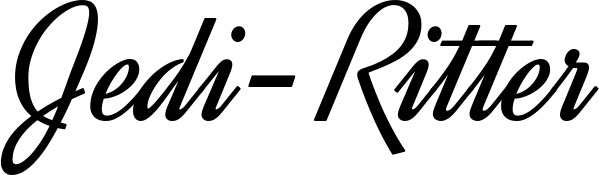 Vorschau des Bootsnamens "Jedi-Ritter" als Schriftzug für "Bootsbeschriftung Klassisch 44"