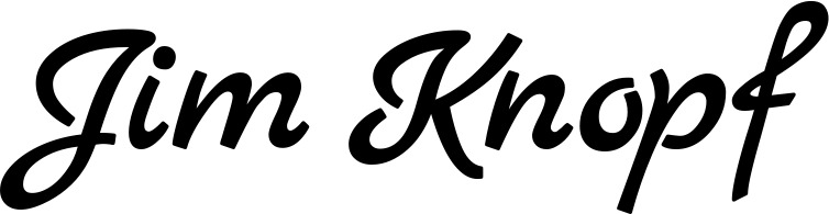 Vorschau des Bootsnamens "Jim Knopf" als Schriftzug für "Bootsbeschriftung Klassisch 77"