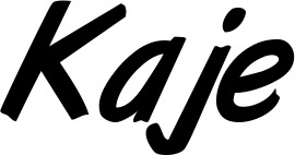 Vorschau des Bootsnamens "Kaje" als Schriftzug für "Bootsbeschriftung Klassisch 38"