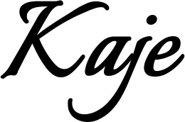 Vorschau des Bootsnamens "Kaje" als Schriftzug für "Bootsbeschriftung Klassisch 58"