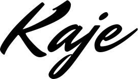 Vorschau des Bootsnamens "Kaje" als Schriftzug für "Bootsbeschriftung Klassisch 82"