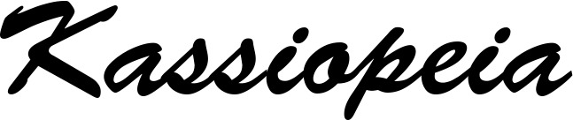 Vorschau des Bootsnamens "Kassiopeia" als Schriftzug für "Bootsbeschriftung Klassisch 03"