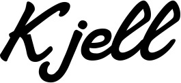 Vorschau des Bootsnamens "Kjell" als Schriftzug für "Bootsbeschriftung Klassisch 65"