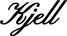 Vorschau des Bootsnamens "Kjell" als Schriftzug für "Bootsbeschriftung Klassisch 107"