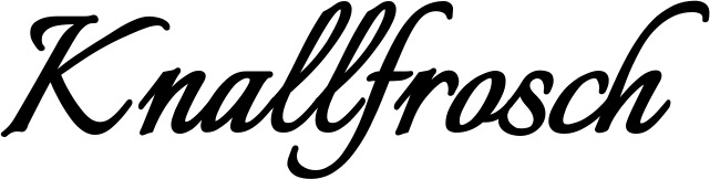 Vorschau des Bootsnamens "Knallfrosch" als Schriftzug für "Bootsbeschriftung Klassisch 58"