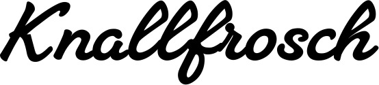 Vorschau des Bootsnamens "Knallfrosch" als Schriftzug für "Bootsbeschriftung Klassisch 65"