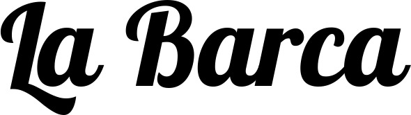 Vorschau des Bootsnamens "La Barca" als Schriftzug für "Bootsbeschriftung Neu 60"