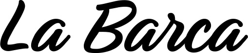 Vorschau des Bootsnamens "La Barca" als Schriftzug für "Bootsbeschriftung Klassisch 48"