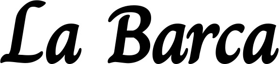 Vorschau des Bootsnamens "La Barca" als Schriftzug für "Bootsbeschriftung Klassisch 51"