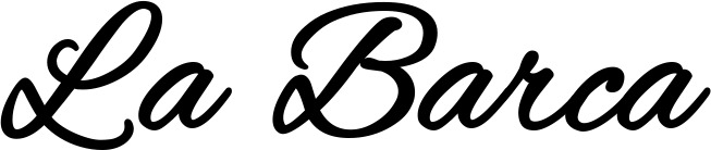 Vorschau des Bootsnamens "La Barca" als Schriftzug für "Bootsbeschriftung Klassisch 35"