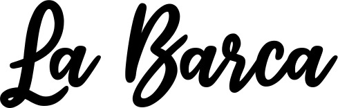 Vorschau des Bootsnamens "La Barca" als Schriftzug für "Bootsbeschriftung Klassisch 74"