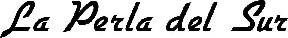 Vorschau des Bootsnamens "La Perla del Sur" als Schriftzug für "Bootsbeschriftung Klassisch 66"