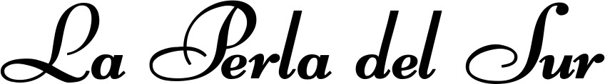 Vorschau des Bootsnamens "La Perla del Sur" als Schriftzug für "Bootsbeschriftung Klassisch 76-A"