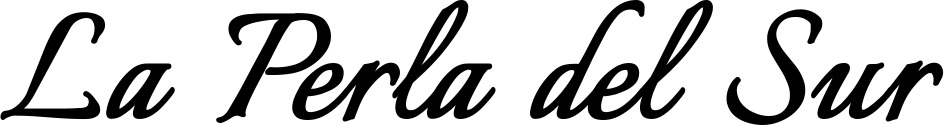 Vorschau des Bootsnamens "La Perla del Sur" als Schriftzug für "Bootsbeschriftung Klassisch 58"