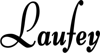 Vorschau des Bootsnamens "Laufey" als Schriftzug für "Bootsbeschriftung Klassisch 76"