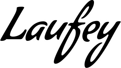 Vorschau des Bootsnamens "Laufey" als Schriftzug für "Bootsbeschriftung Klassisch 57"