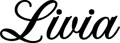 Vorschau des Bootsnamens "Livia" als Schriftzug für "Bootsbeschriftung Klassisch 70"