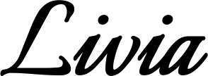 Vorschau des Bootsnamens "Livia" als Schriftzug für "Bootsbeschriftung Klassisch 58"
