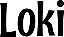 Vorschau des Bootsnamens "Loki" als Schriftzug für "Bootsbeschriftung Neu 68"