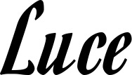 Vorschau des Bootsnamens "Luce" als Schriftzug für "Bootsbeschriftung Klassisch 93"