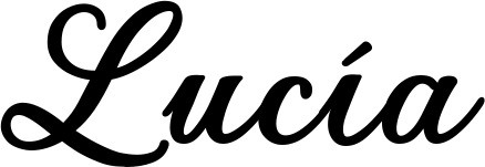 Vorschau des Bootsnamens "Lucía" als Schriftzug für "Bootsbeschriftung Klassisch 69"