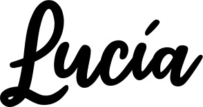 Vorschau des Bootsnamens "Lucía" als Schriftzug für "Bootsbeschriftung Klassisch 74"