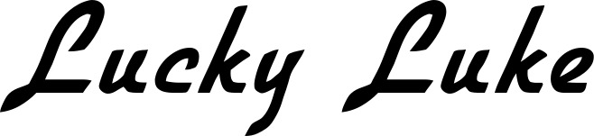 Vorschau des Bootsnamens "Lucky Luke" als Schriftzug für "Bootsbeschriftung Klassisch 66"