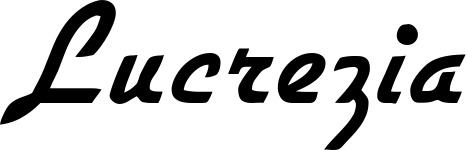 Vorschau des Bootsnamens "Lucrezia" als Schriftzug für "Bootsbeschriftung Klassisch 66"