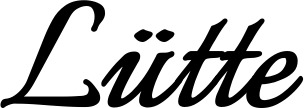 Vorschau des Bootsnamens "Lütte" als Schriftzug für "Bootsbeschriftung Klassisch 58"